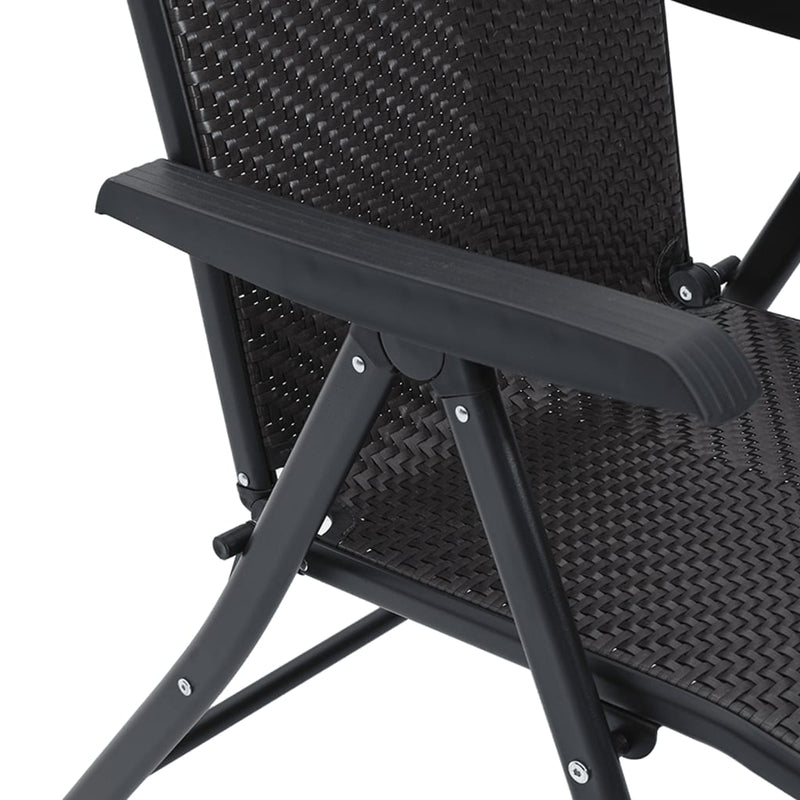 vidaXL 2 db feketekávé színű polyrattan összecsukható kerti szék