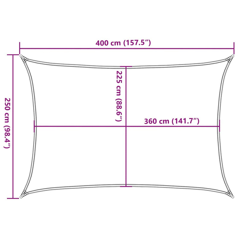 vidaXL világosszürke négyszögletű HDPE napvitorla 160 g/m² 2,5x4 m