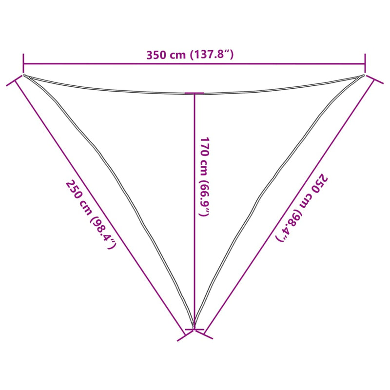 vidaXL háromszög alakú HDPE napvitorla 160 g/m² 2,5x2,5x3,5 m