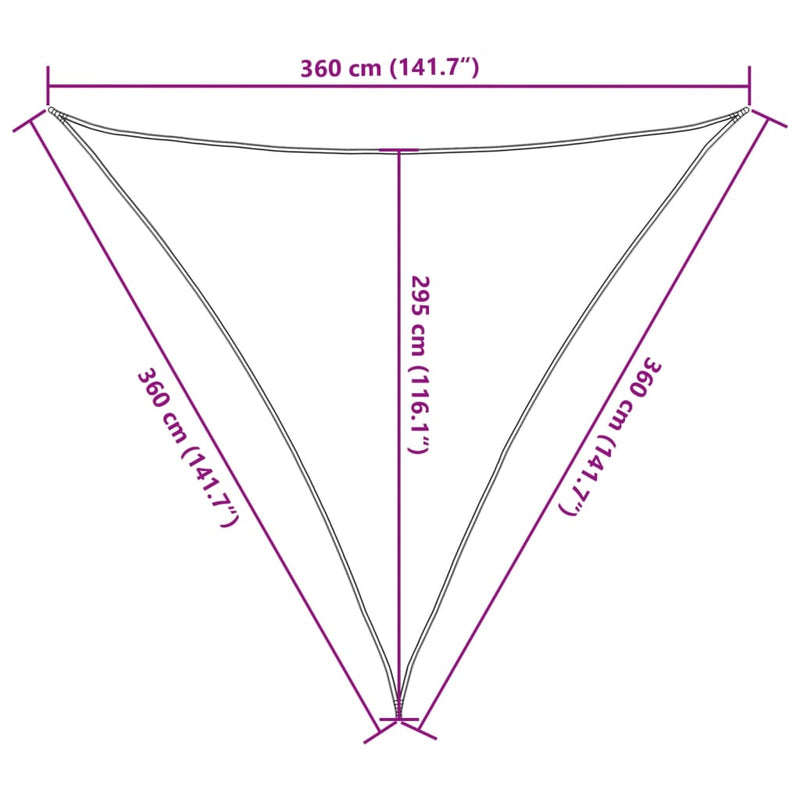 vidaXL háromszög alakú HDPE napvitorla 160 g/m² 3,6x3,6x3,6 m