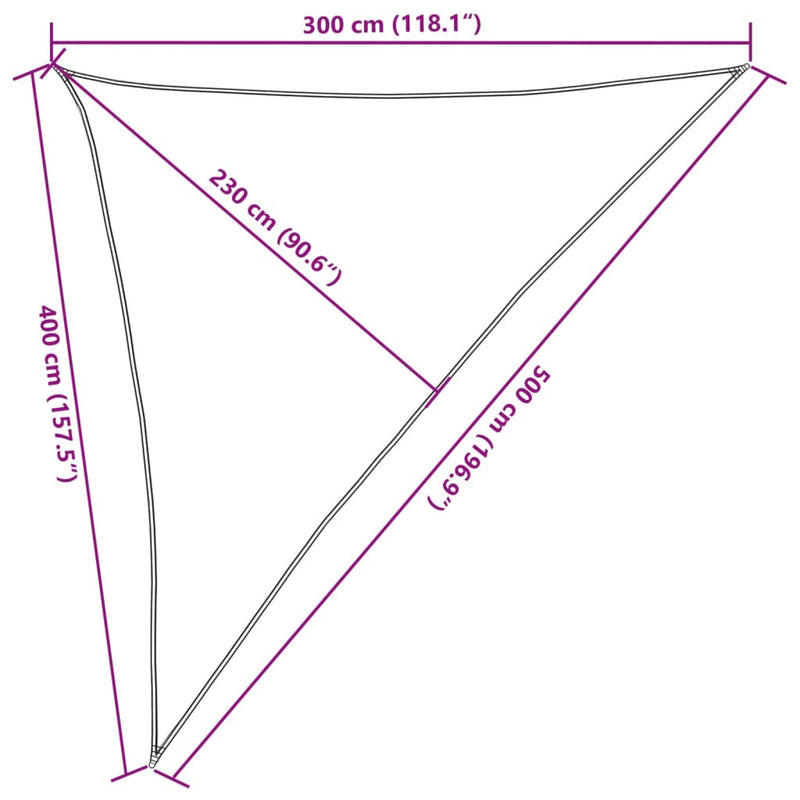 vidaXL világosszürke háromszög alakú HDPE napvitorla 160 g/m² 3x4x5 m