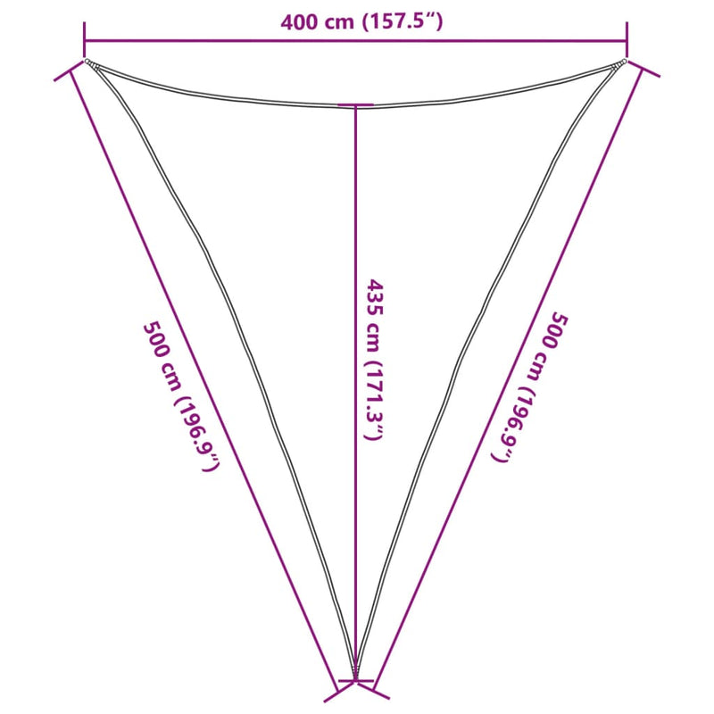 vidaXL világosszürke háromszög alakú HDPE napvitorla 160 g/m² 4x5x5 m