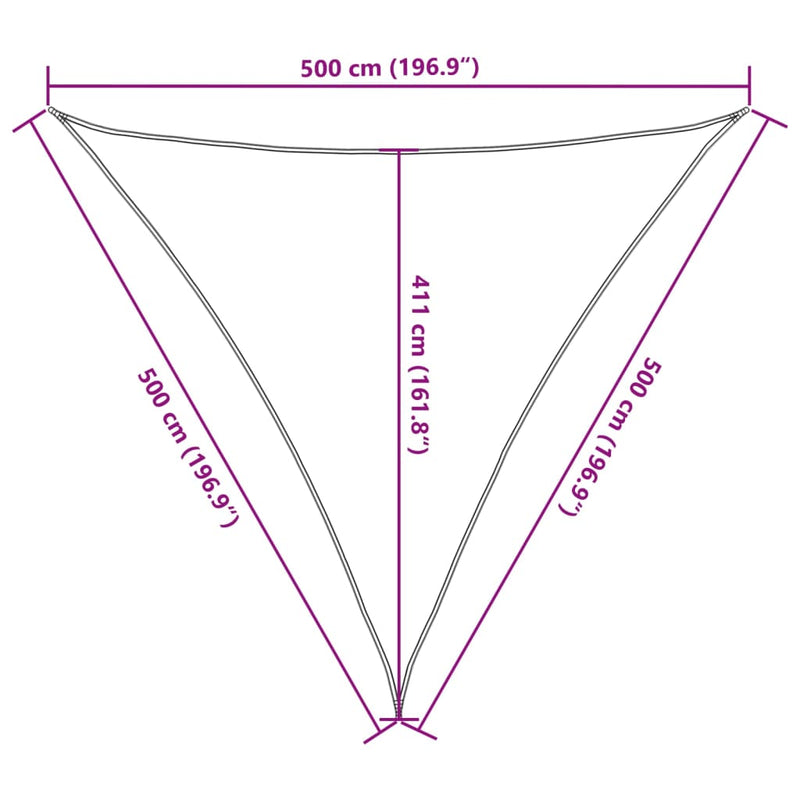 vidaXL világosszürke háromszög alakú HDPE napvitorla 160 g/m² 5x5x5 m