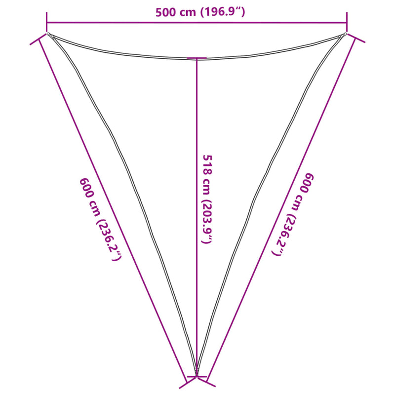 vidaXL világosszürke háromszög alakú HDPE napvitorla 160 g/m² 5x6x6 m