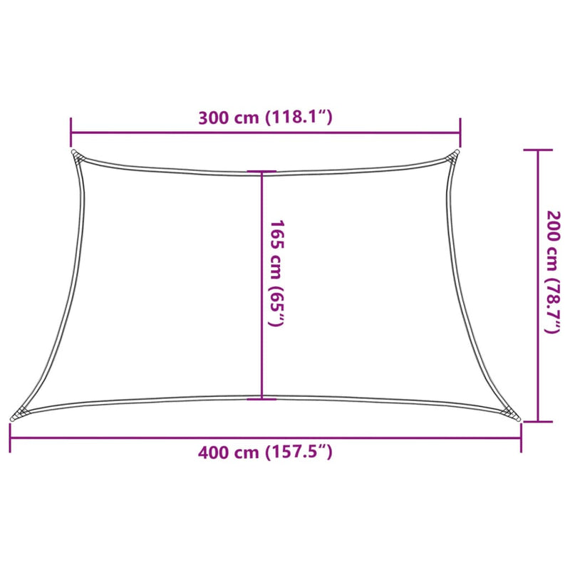 vidaXL világosszürke trapéz alakú HDPE napvitorla 160 g/m² 3/4 x 2 m