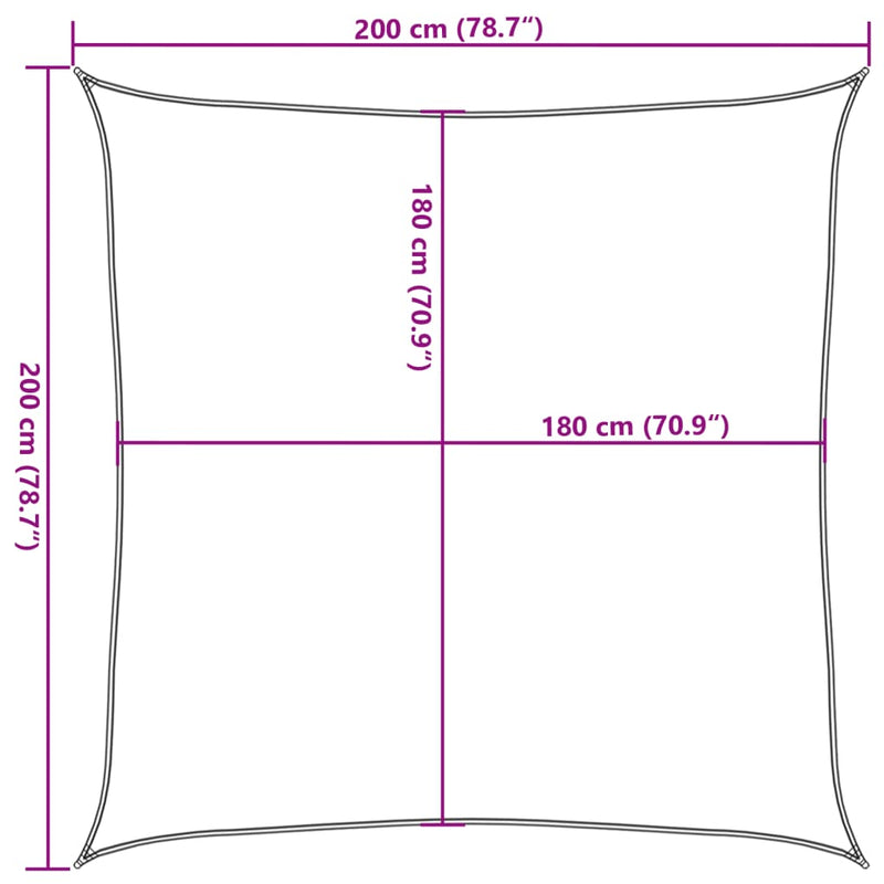 vidaXL homokszínű négyzet alakú HDPE napvitorla 160 g/m² 2 x 2 m
