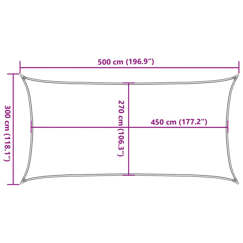 vidaXL homokszínű négyszögletű HDPE napvitorla 160 g/m² 3x5 m