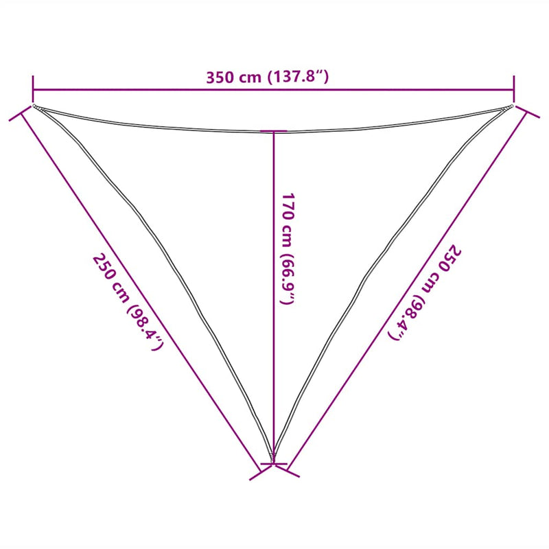 vidaXL háromszög alakú HDPE napvitorla 160 g/m² 2,5x2,5x3,5 m