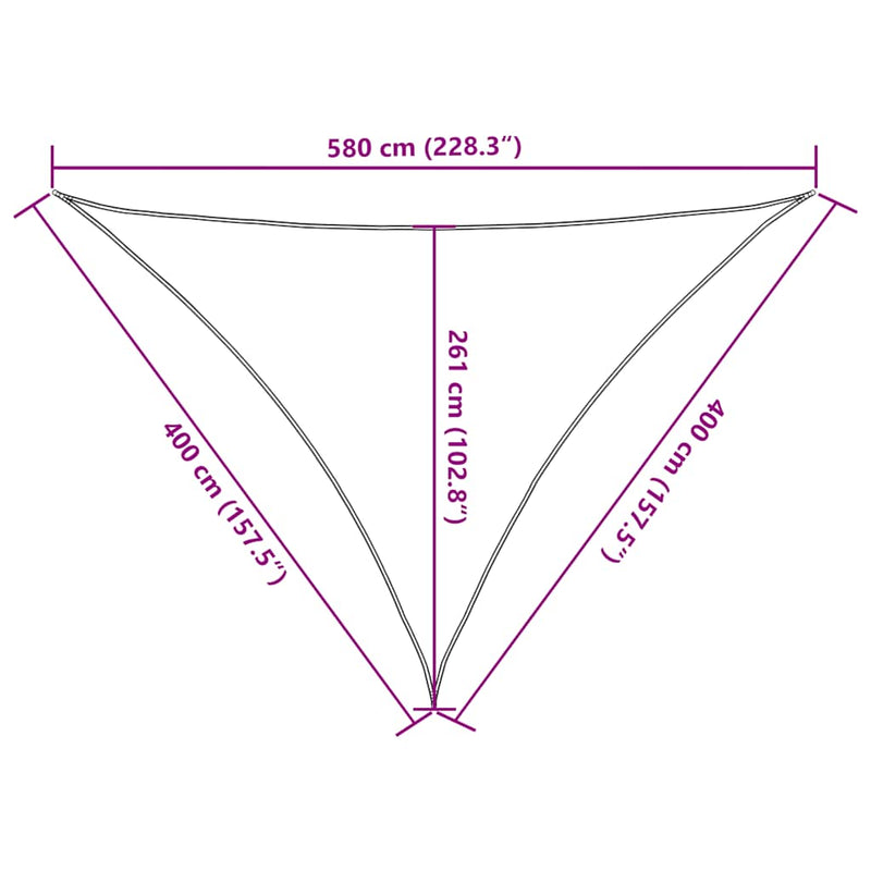 vidaXL homokszínű háromszög alakú HDPE napvitorla 160 g/m² 4x4x5,8 m