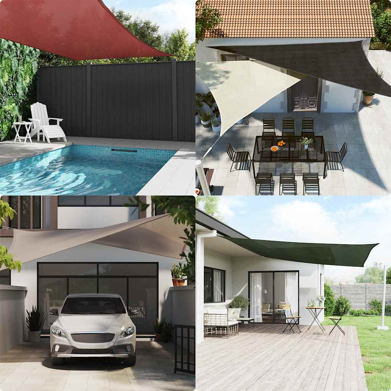vidaXL homokszínű háromszög alakú HDPE napvitorla 160 g/m² 5x5x6 m
