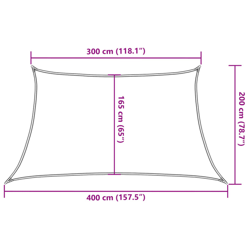 vidaXL világosszürke trapéz alakú HDPE napvitorla 160 g/m² 3/4 x 2 m