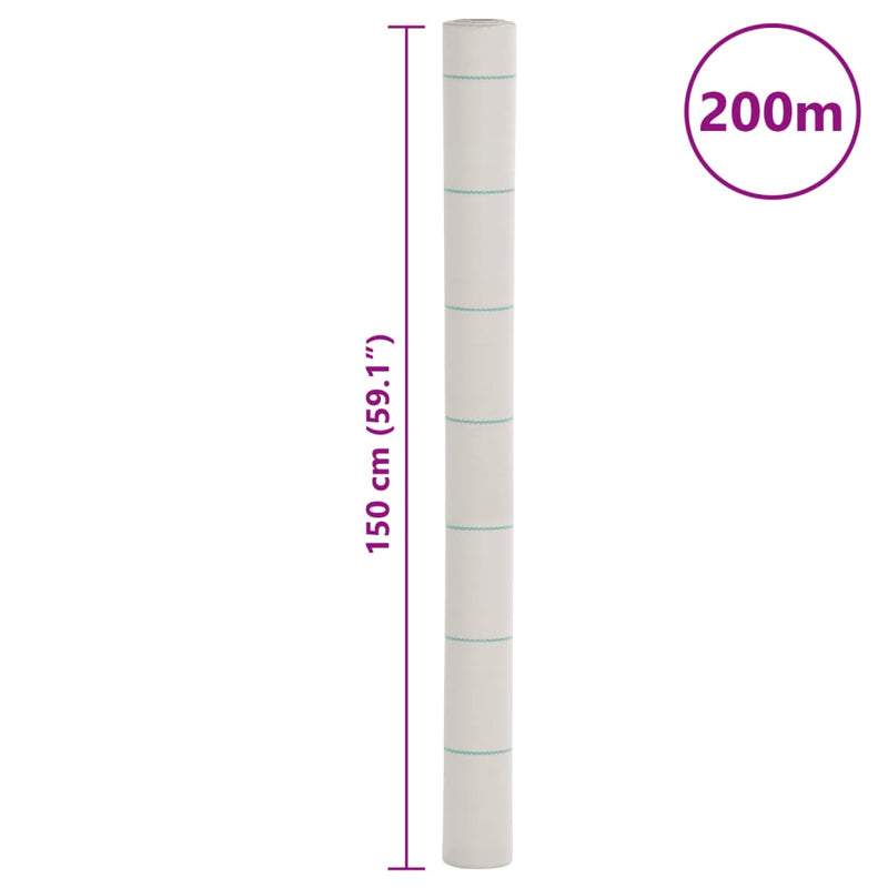 vidaXL fehér PP talajtakaró membrán 1,5x200 m