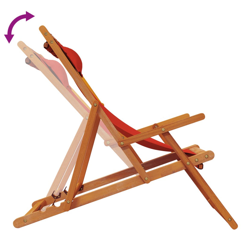 vidaXL 2 db összecsukható piros szövet strandszék