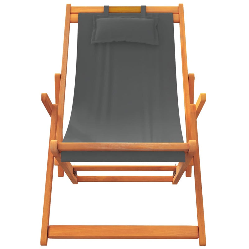 vidaXL 2 db összecsukható szürke szövet strandszék