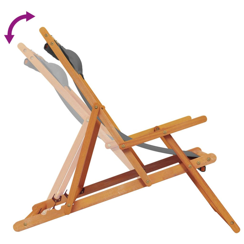 vidaXL 2 db összecsukható szürke szövet strandszék