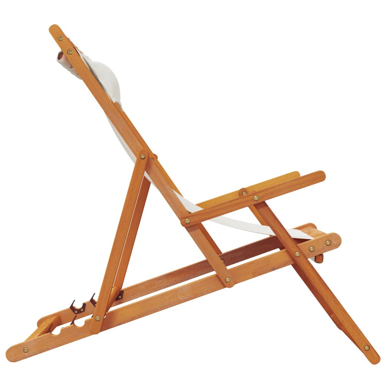 vidaXL 2 db összecsukható krémszínű szövet strandszék