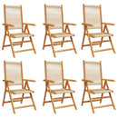 vidaXL 6 db bézs tömör akácfa dönthető kerti szék