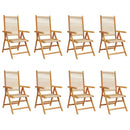 vidaXL 8 db bézs tömör akácfa dönthető kerti szék
