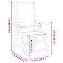 vidaXL 6 db krémfehér szövet és tömör fa dönthető kerti szék