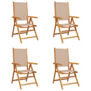 vidaXL 4 db tópszínű szövet és tömör fa dönthető kerti szék