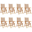 vidaXL 8 db tópszínű szövet és tömör fa dönthető kerti szék