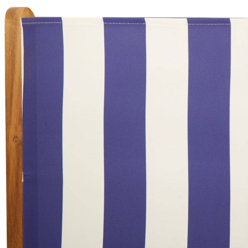 vidaXL 6 db kék és fehér szövet és tömör fa dönthető kerti szék