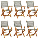 vidaXL 6 db szürke polyrattan és tömör fa összecsukható kerti szék