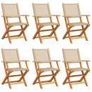 vidaXL 6 db bézs polyrattan és tömör fa összecsukható kerti szék