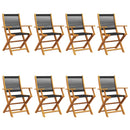 vidaXL 8 db fekete tömör akácfa összecsukható kerti szék