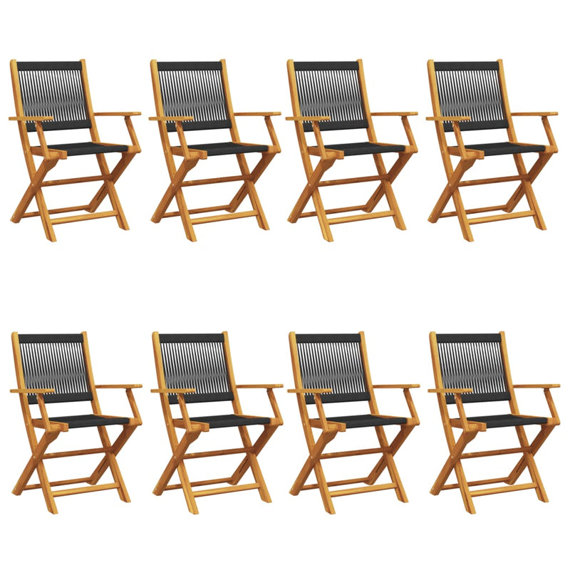 vidaXL 8 db fekete tömör akácfa összecsukható kerti szék