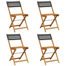 vidaXL 4 db fekete polyrattan és tömör fa összecsukható kerti szék