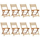 vidaXL 8 db bézs tömör akácfa összecsukható kerti szék