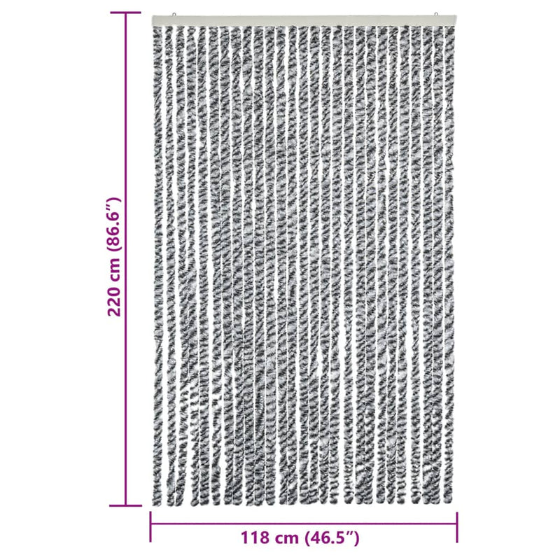 vidaXL szürke és fekete és fehér zsenília rovarfüggöny 118x220 cm