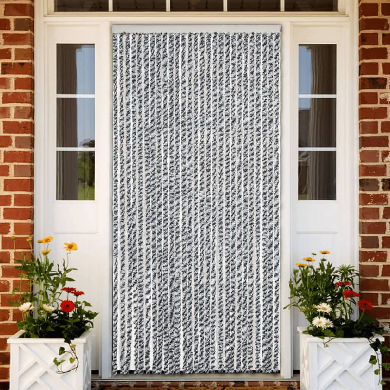 vidaXL szürke és fekete és fehér zsenília rovarfüggöny 118x220 cm