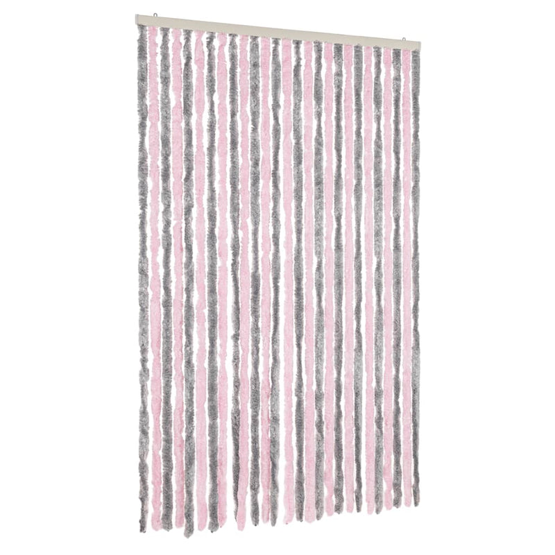 vidaXL ezüstszürke és rózsaszín zsenília rovarfüggöny 118x220 cm