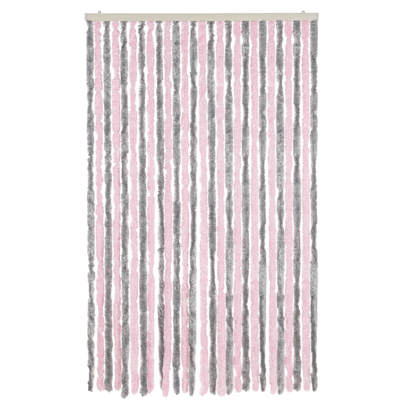 vidaXL ezüstszürke és rózsaszín zsenília rovarfüggöny 118x220 cm