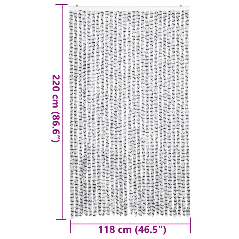 vidaXL világosszürke és sötétszürke zsenília rovarfüggöny 118x220 cm
