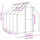 vidaXL ezüstszínű alumínium melegház alapvázzal 224 x 169 x 195 cm