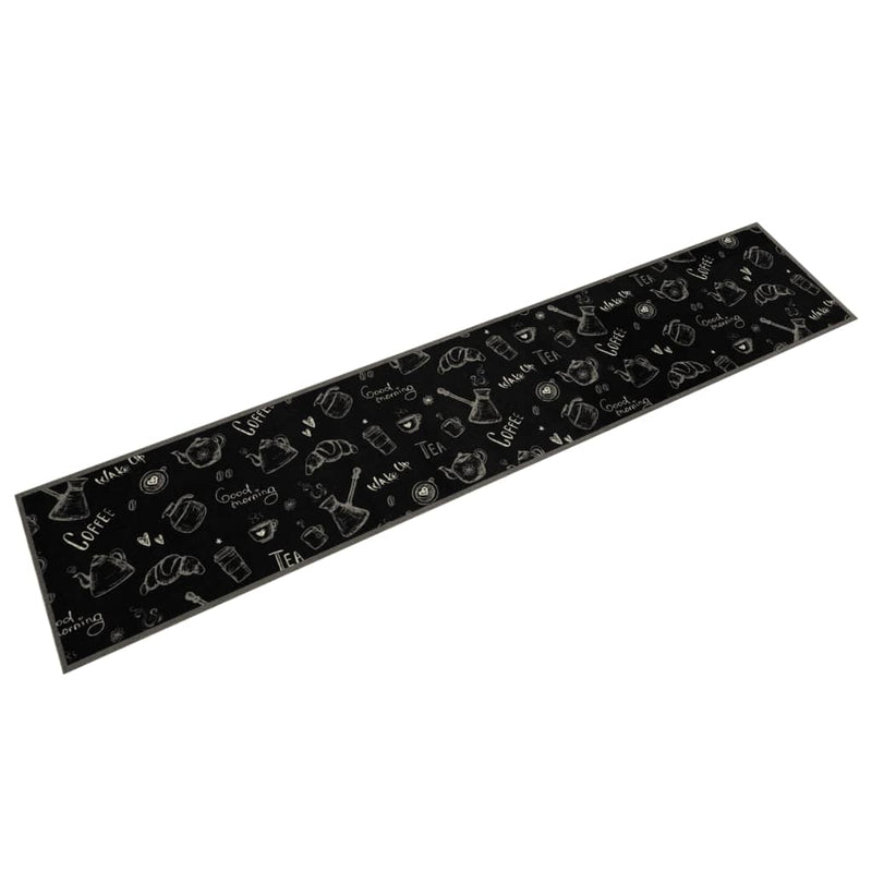 vidaXL fekete reggeli mintás mosható bársony konyhaszőnyeg 60x300 cm