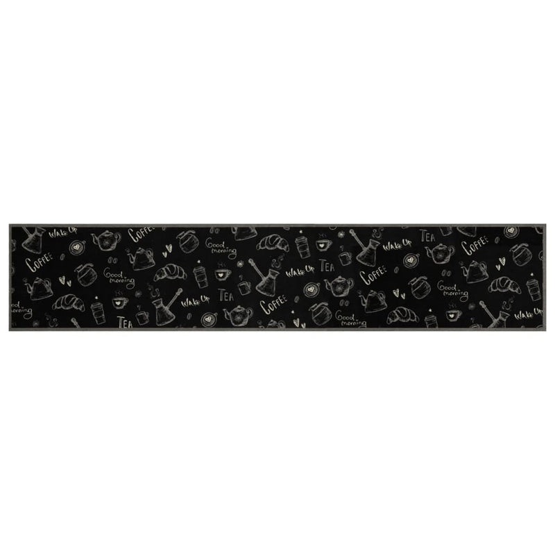 vidaXL fekete reggeli mintás mosható bársony konyhaszőnyeg 60x300 cm