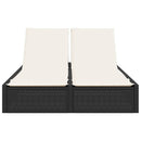 vidaXL fekete polyrattan dupla napozóágy párnával