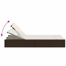 vidaXL barna polyrattan dupla napozóágy párnával