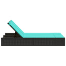 vidaXL fekete polyrattan kétszemélyes napozóágy párnákkal