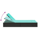 vidaXL fekete polyrattan kétszemélyes napozóágy párnákkal