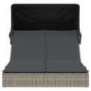 vidaXL szürke polyrattan dupla napozóágy tetővel és párnával