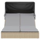 vidaXL bézs polyrattan dupla napozóágy tetővel és párnával