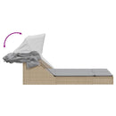 vidaXL bézs polyrattan dupla napozóágy tetővel és párnával