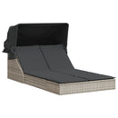 vidaXL világosszürke polyrattan dupla napozóágy tetővel és párnával