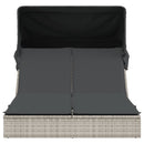 vidaXL világosszürke polyrattan dupla napozóágy tetővel és párnával