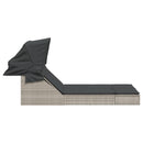 vidaXL világosszürke polyrattan dupla napozóágy tetővel és párnával